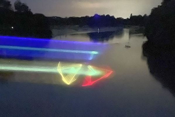 Laserprojektion von der Stadtbrücke